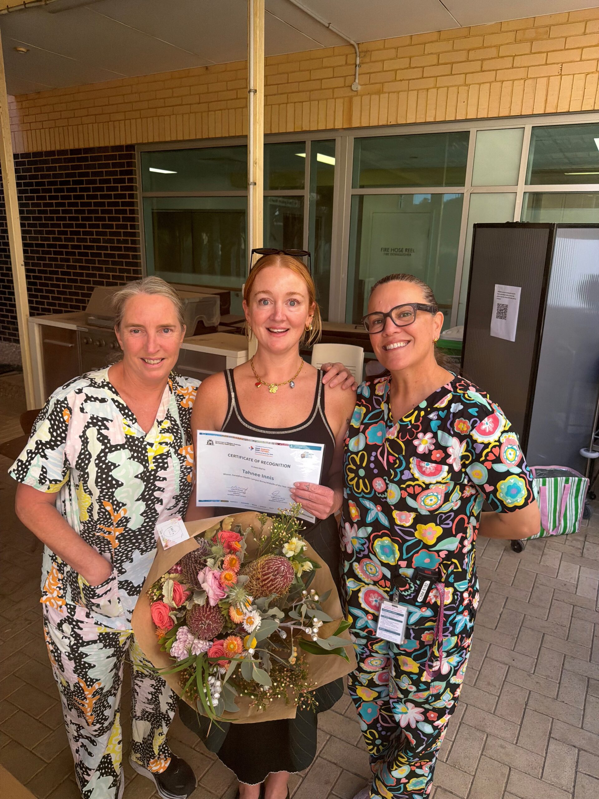 Tahnee Ellis (centre) with Clinical Nurse Managers Sacha Carroll and Deborah Andrews